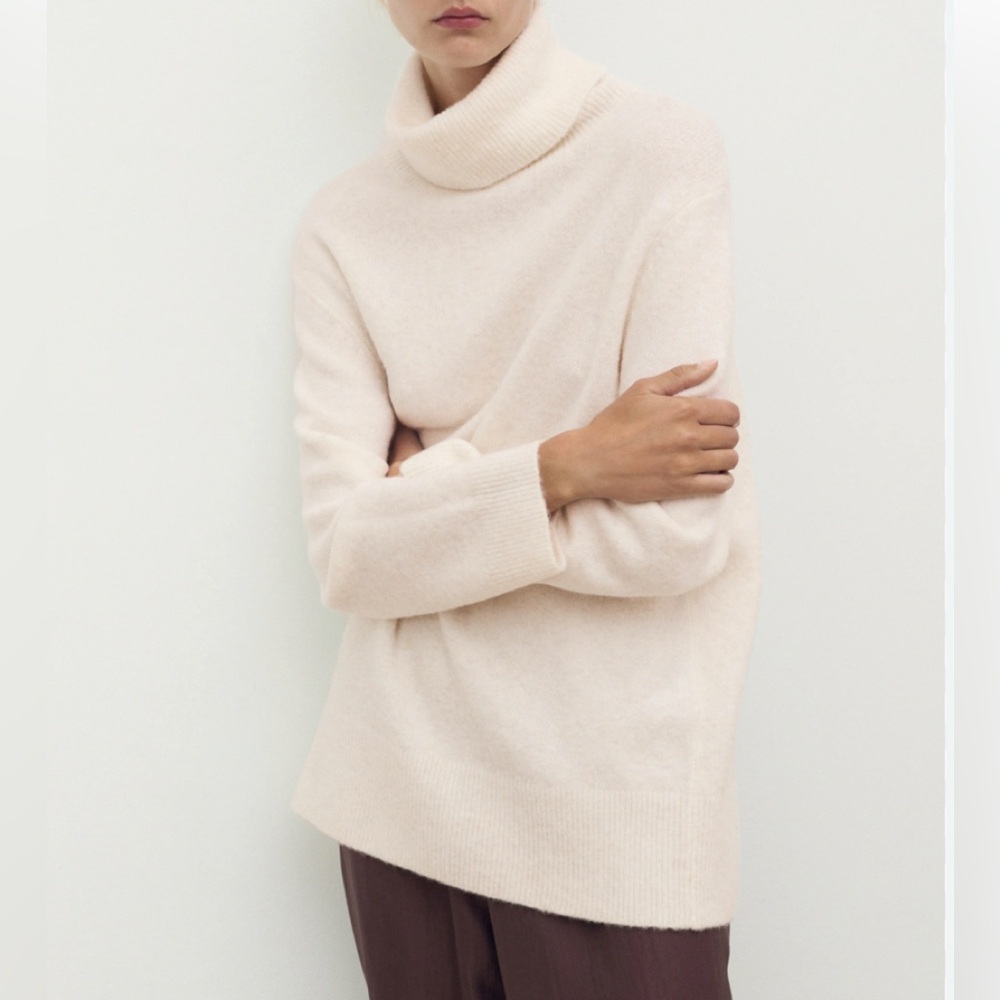 MNG Pink TurtleNeck Oversized Sweater Size:6 (dress/tunic up to Large) Soft!